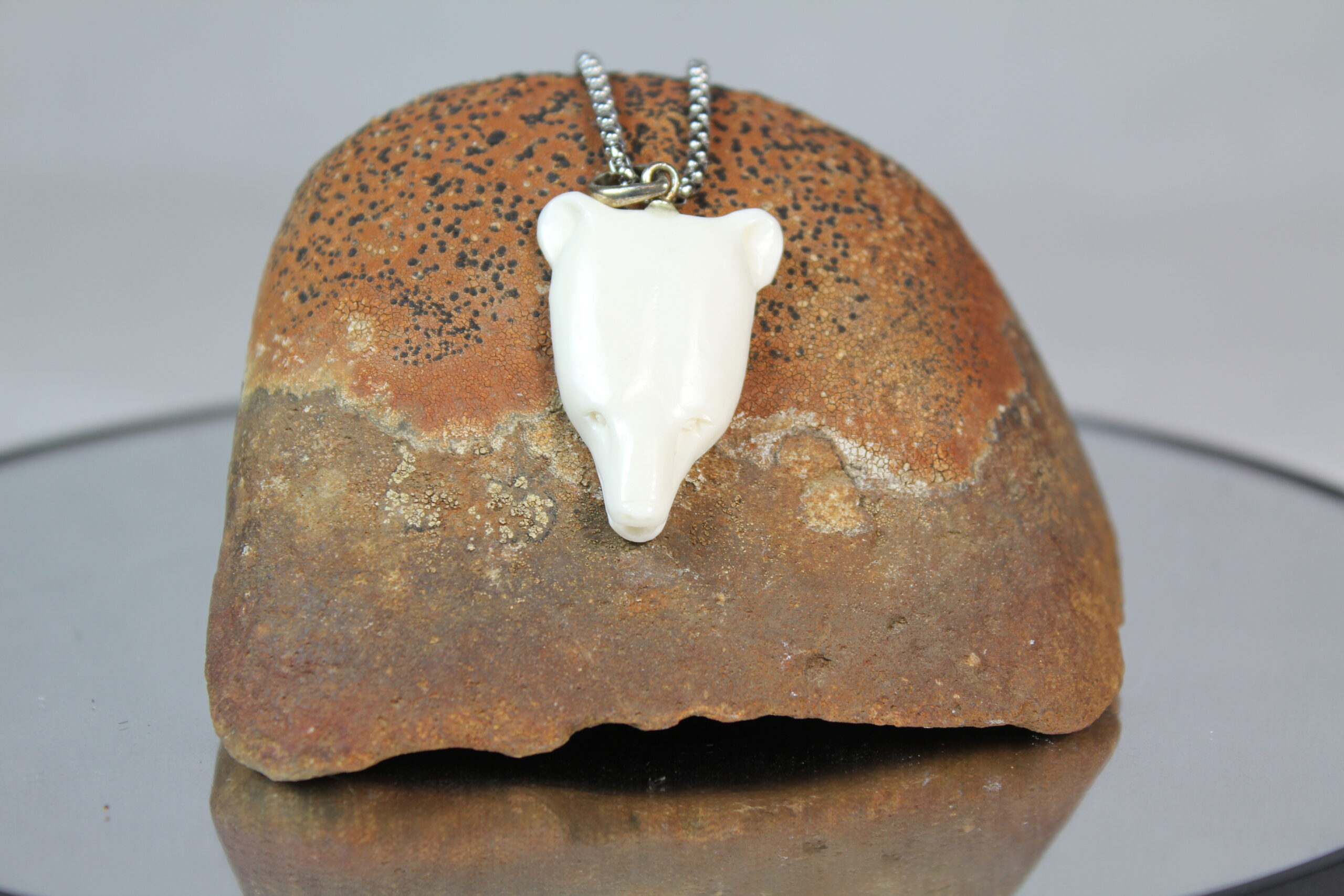 Polar Bear pendant, hand carved.
