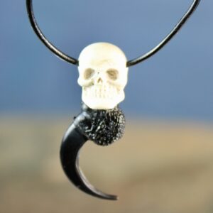 Raven claw necklace with resin skull