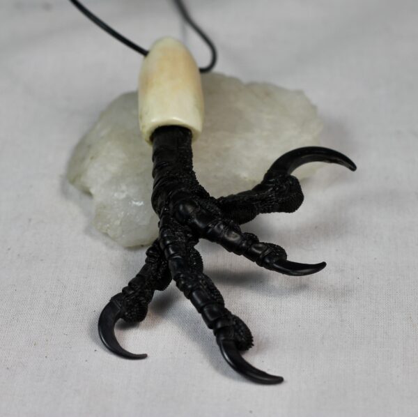 Real Raven Foot Necklace - Reindeer Antler & Leather cord - Image 7