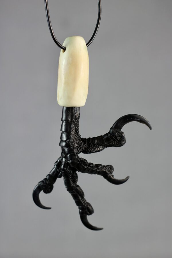 Real Raven Foot Necklace - Reindeer Antler & Leather cord - Image 6