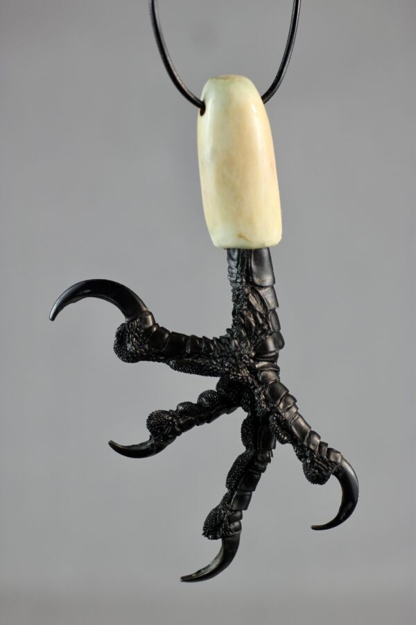 Real Raven Foot Necklace - Reindeer Antler & Leather cord - Image 4