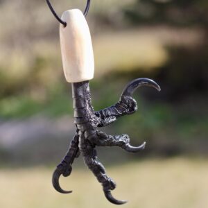 Real Raven Foot Necklace - Reindeer Antler & Leather cord