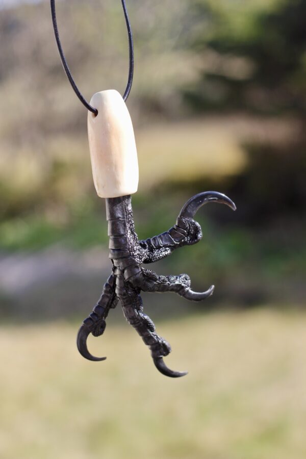 Real Raven Foot Necklace - Reindeer Antler & Leather cord