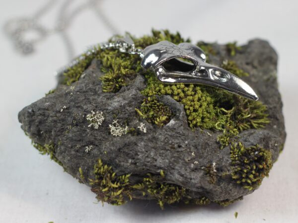 Silver coloured Raven skull necklace - Image 2