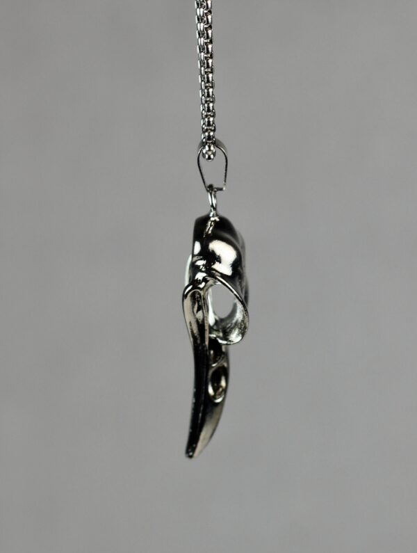 Silver coloured Raven skull necklace - Image 4