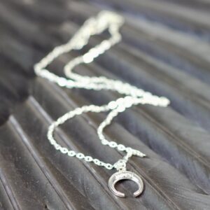 Lucky horn, silver coloured necklace